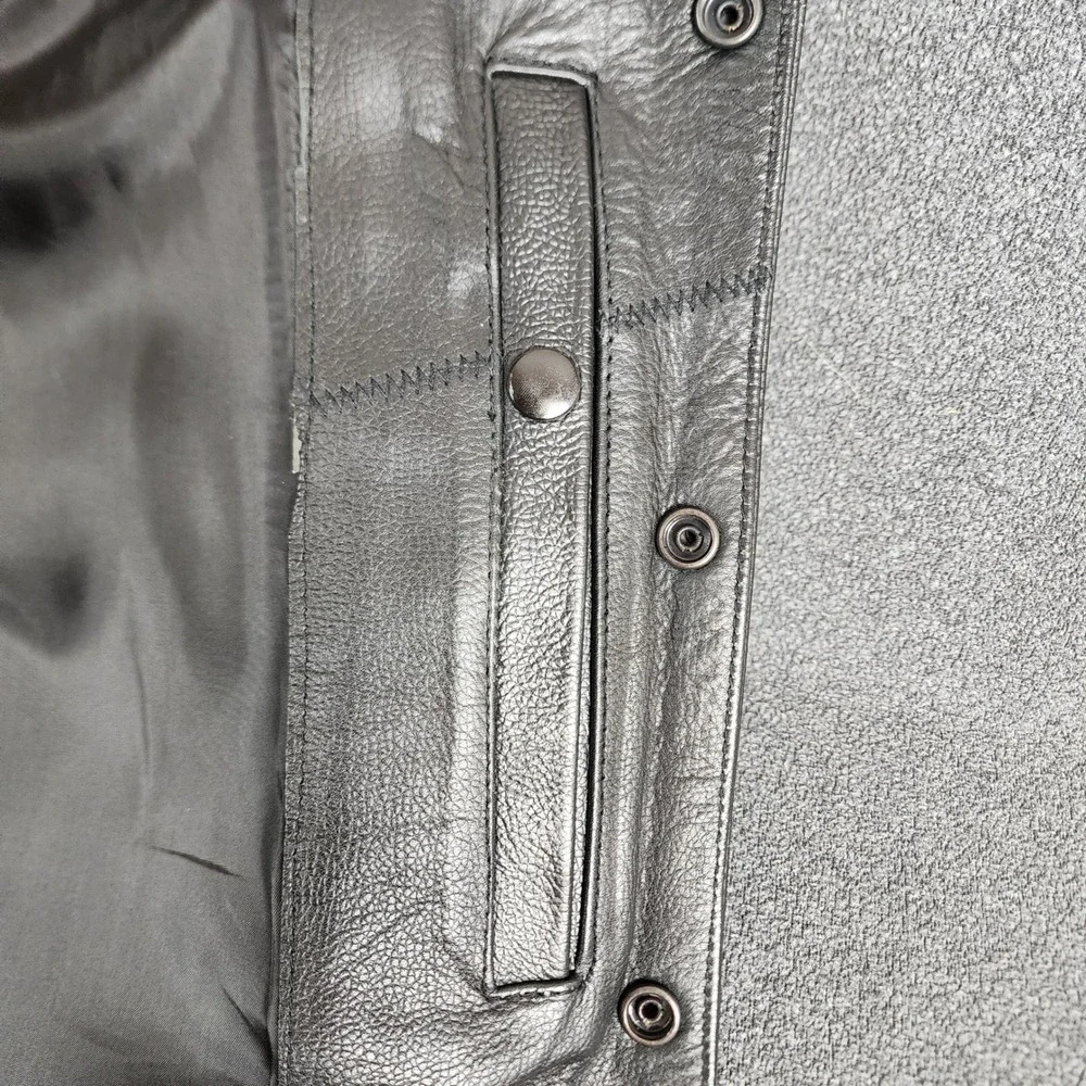 Mens Black Echtea Leder Vest Motorcycle Biker‎ Front Pockets Size 46